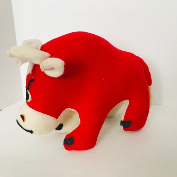 Vtg Dakin Dream Pets Bull Steer Red Velveteen Plush Stuffed Animal 1950s-1960s - Picture 5 of 9